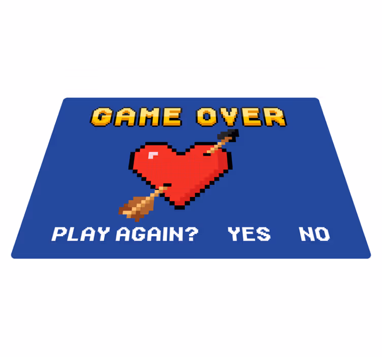 Tapis vinyle citation coeur pixelisé Game Over - TenStickers