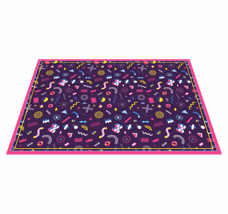 Tapis vinyle géométrique motif rétro coloré - TenStickers