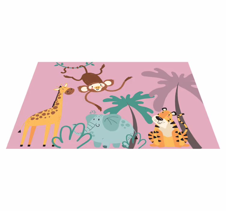 Tapis vinyle animal safari dessin coloré - TenStickers