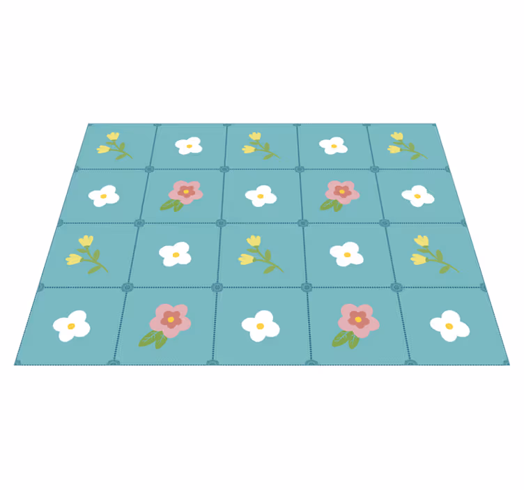 Tapis vinyle fleurs et plantes motif floral pastel - TenStickers