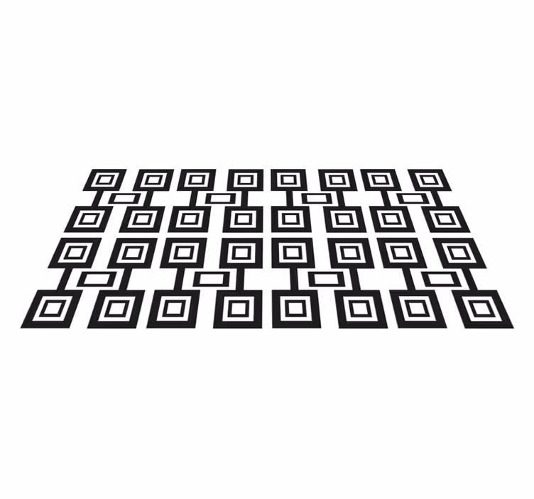 Tapis vinyle motif de carrés géométriques noir et blanc - TenStickers