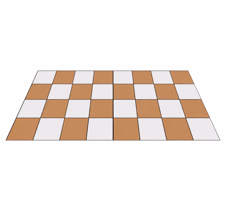 Tapis vinyle carreaux motif de damier blanc et brun - TenStickers
