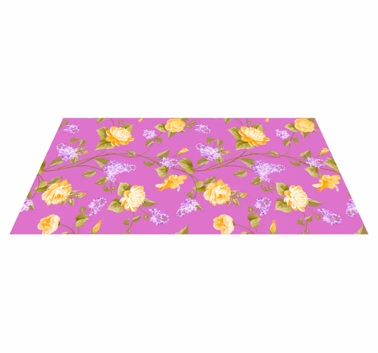 Tapis vinyle motif de fleurs orange et lila - TenStickers
