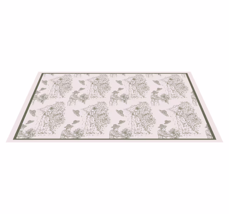 Tapis vinyle rétro esquisse de campagne monochrome - TenStickers