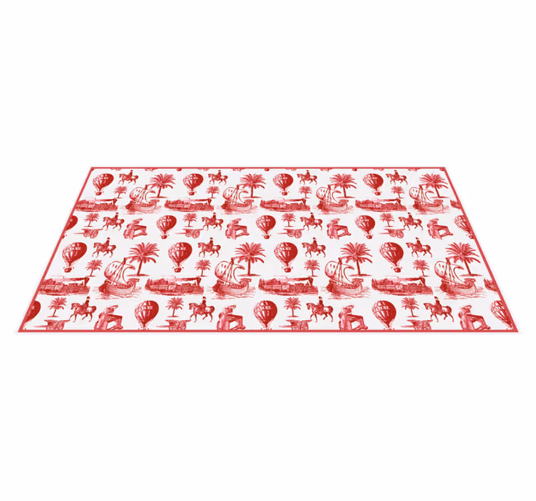 Tapis vinyle motif rétro illustrations exotiques rouges - TenStickers