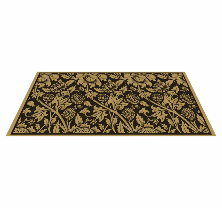 Tapis vinyle fleurs et plantes motif botanique tons bruns - TenStickers