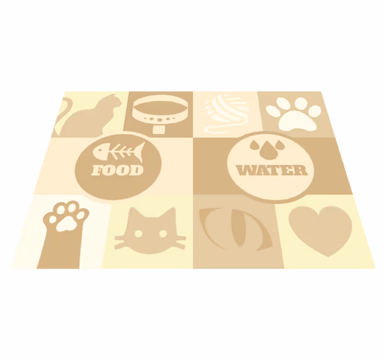 Tapis vinyle Eau et nourriture pour chats - TenStickers