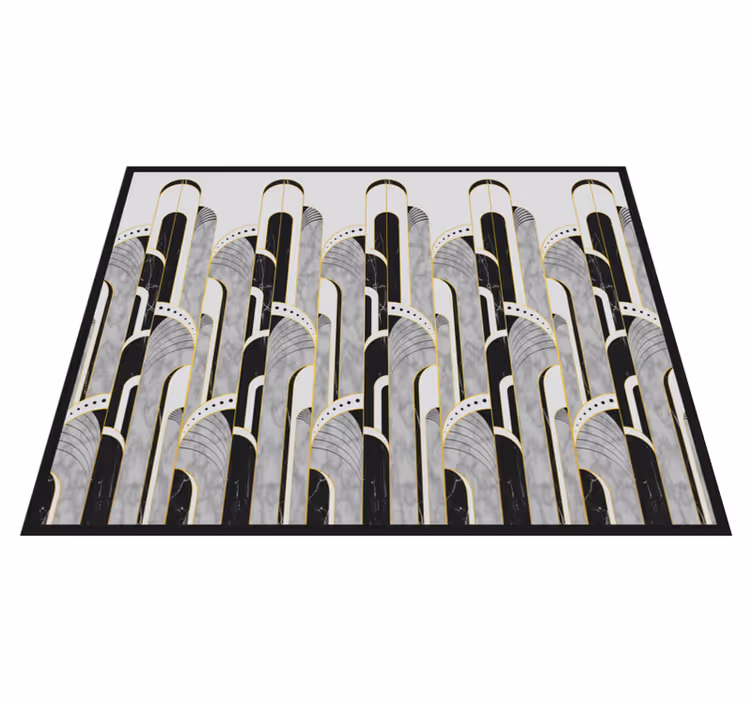 Tapis vinyle moderne Art Déco motif gris et noir - TenStickers