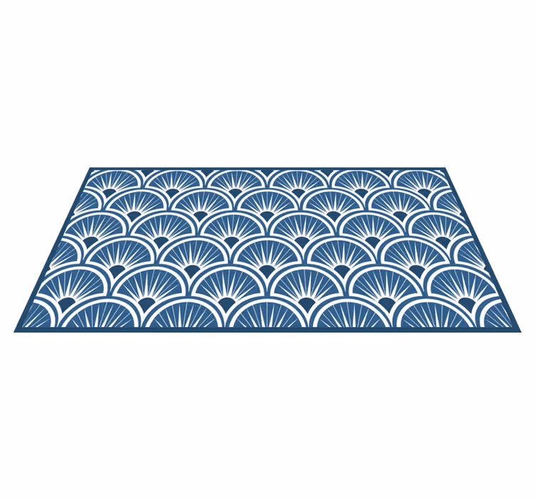 Tapis vinyle Art Déco motif bleu et blanc - TenStickers