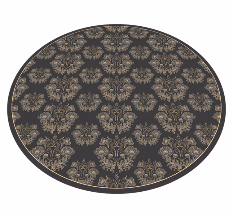 Tapis vinyle rond motif gothique couleur noire - TenStickers