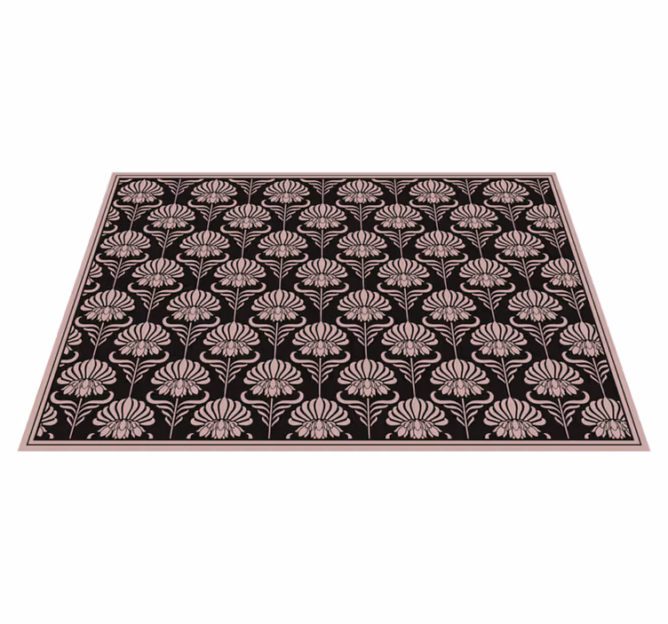 Tapis vinyle noir motifs Art Nouveau - TenStickers