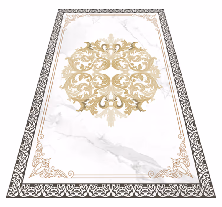 Tapis vinyle marbre élégantes fioritures dorées - TenStickers