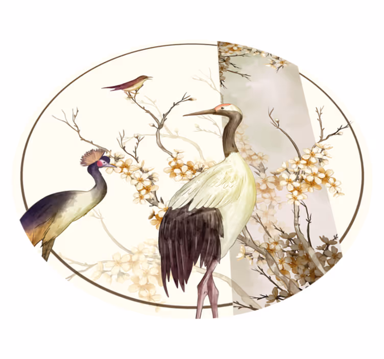 Tapis brindilles et oiseaux style chinoiserie - TenStickers