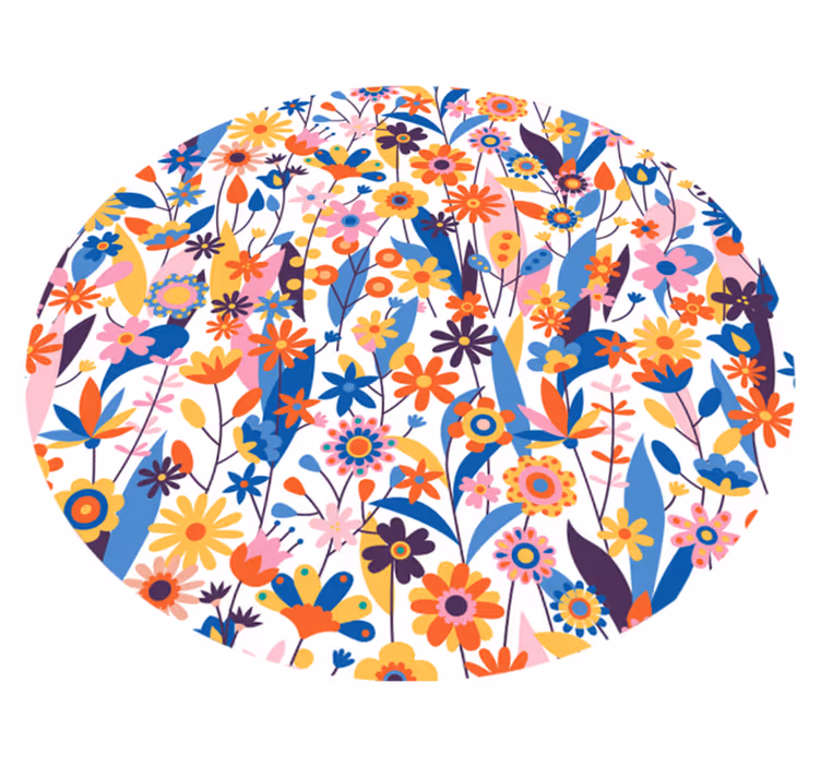 Tapis vinyle salon nature fleurs multicolores - TenStickers