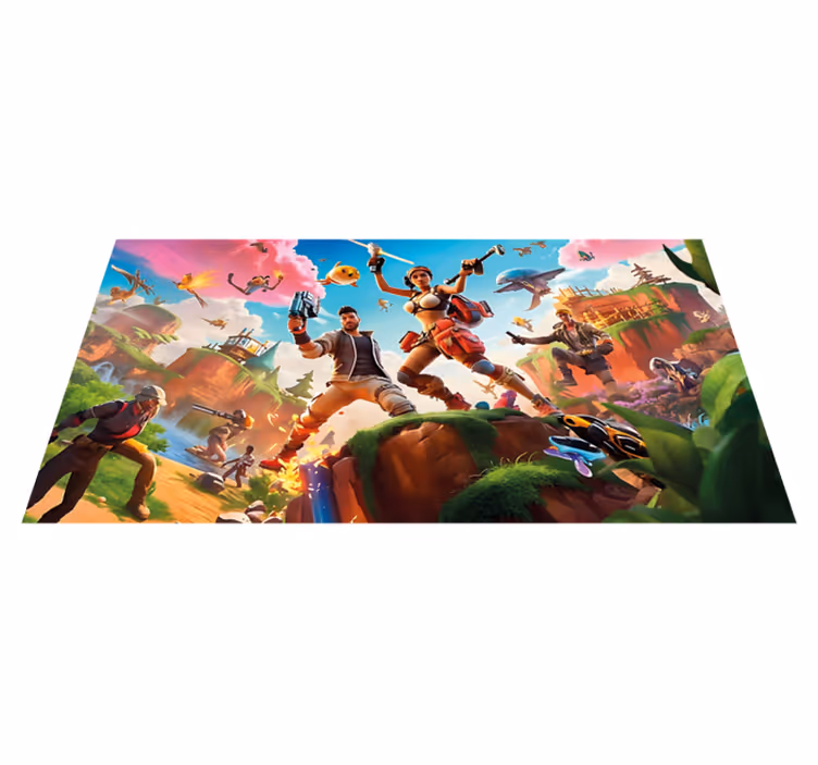 Tapis vinyle personnages jeux vidéo en action - TenStickers