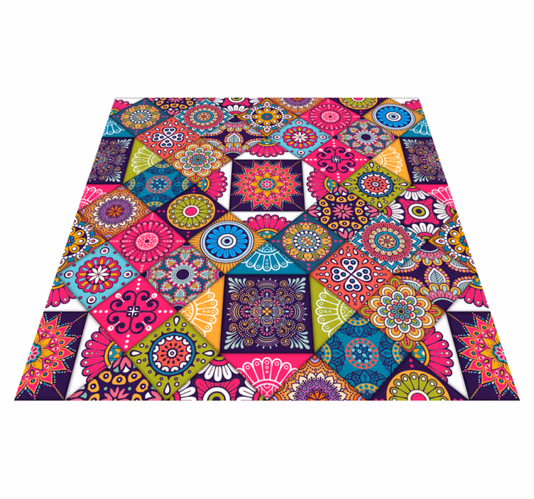 Tapis vinyle mosaique mandalas de couleur - TenStickers