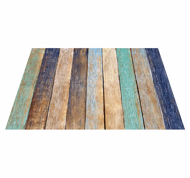 Tapis vinyle bois couleurs lattes délavées - TenStickers