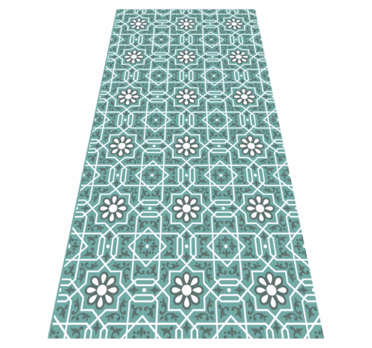 Tapis vinyle cuisine motif florales vertes - TenStickers