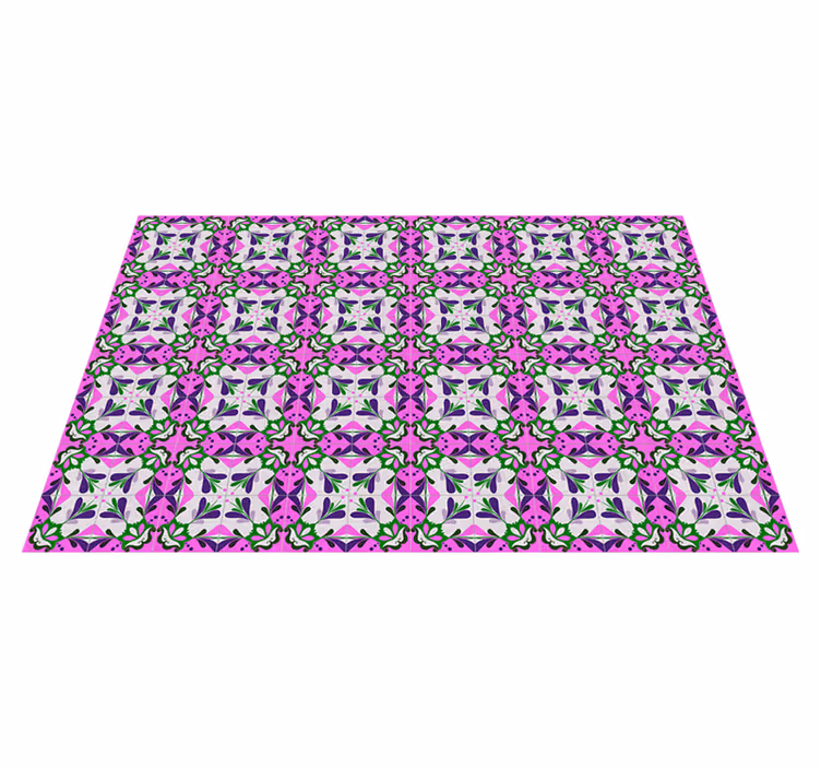 Tapis vinyle rétro carreaux hydrauliques roses - TenStickers