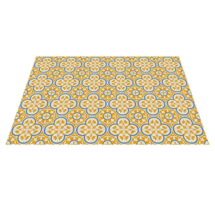 Tapis rétro tuile hydraulique jaune - TenStickers