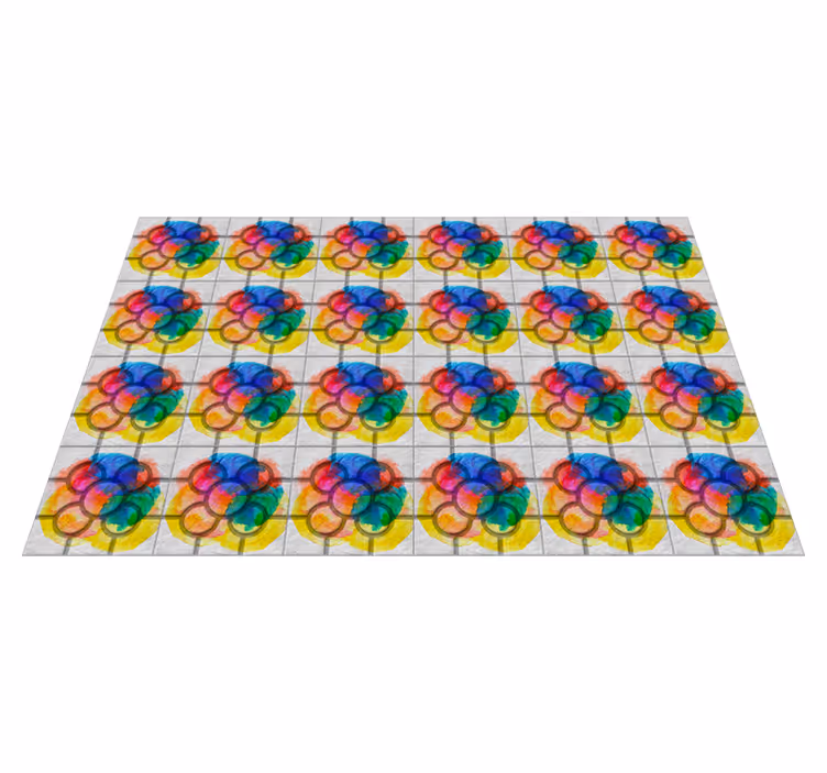 Tapis vinyle salon rétro carreaux colorées - TenStickers