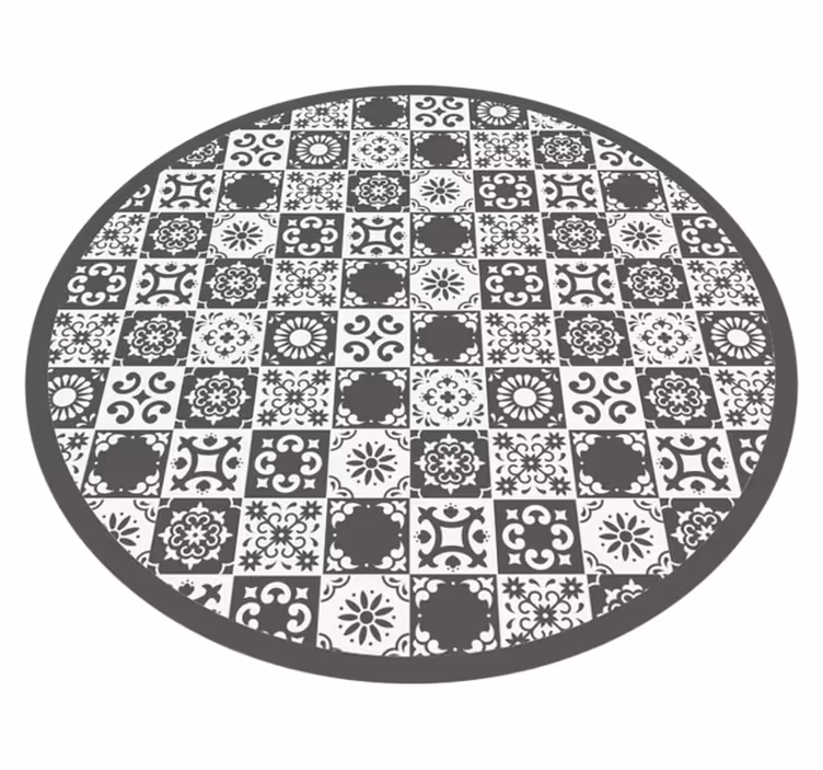 Tapis vinyle rond carrelage ibérique gris - TenStickers
