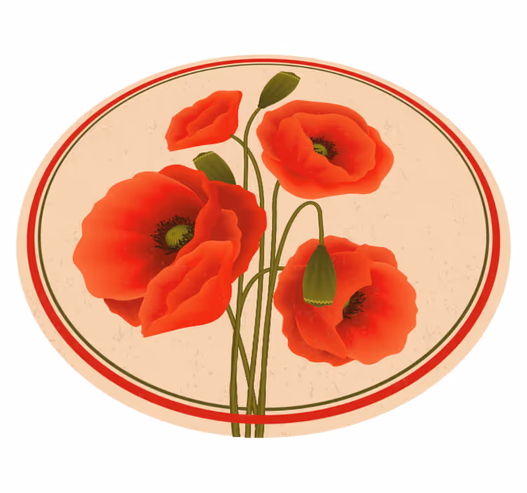Tapis vinyle fleurs et plantes coquelicots rouges - TenStickers