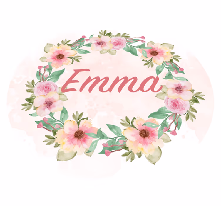 Tapis vinyle couronne de fleurs avec prénom - TenStickers