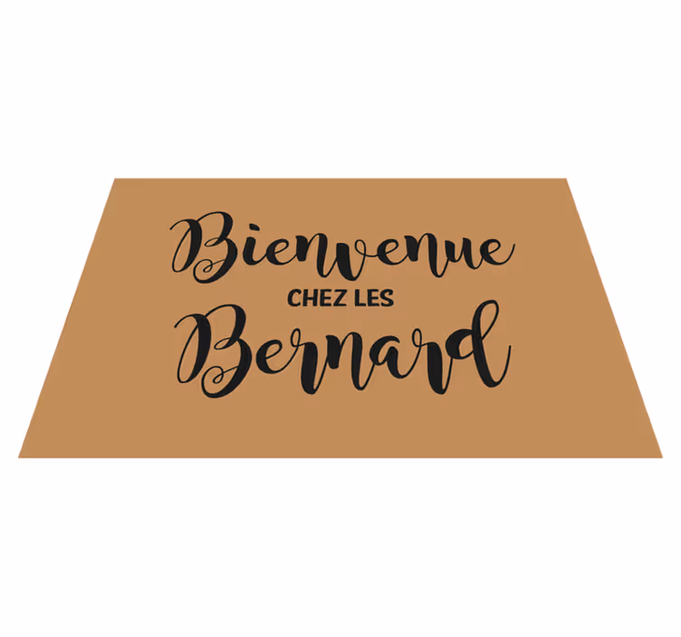 Tapis vinyle entrée bienvenue "Chez les" nom personnalisé - TenStickers