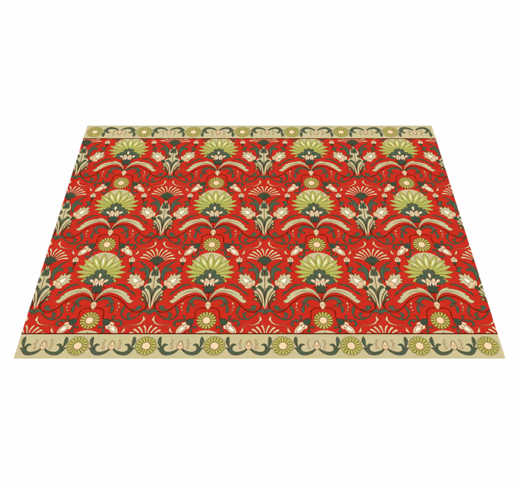Tapis vinyle salle à manger vert et rouge traditionnel - TenStickers