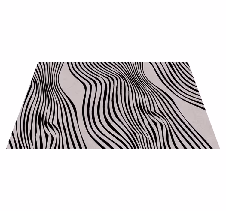 Tapis vinyle salle à manger lignes noires fond neutre - TenStickers