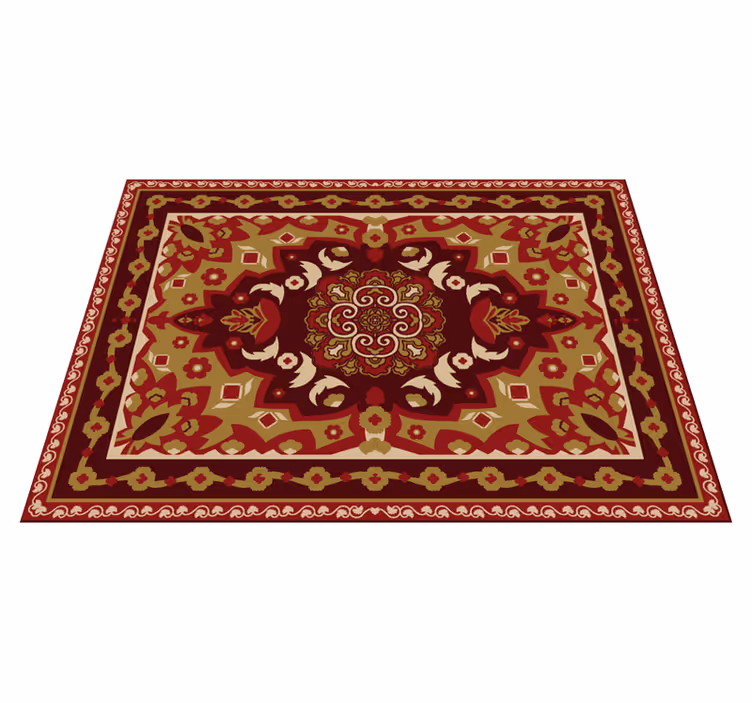 Tapis vinyle salle à manger motif vintage géométrique floral - TenStickers