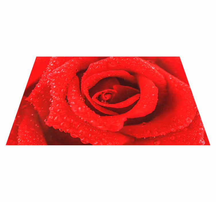 Tapis vinyle rouge de rose avec rosée du matin - TenStickers