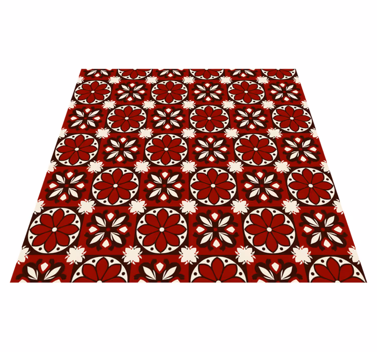 Tapis vinyle rouge motif carrelage vintage - TenStickers