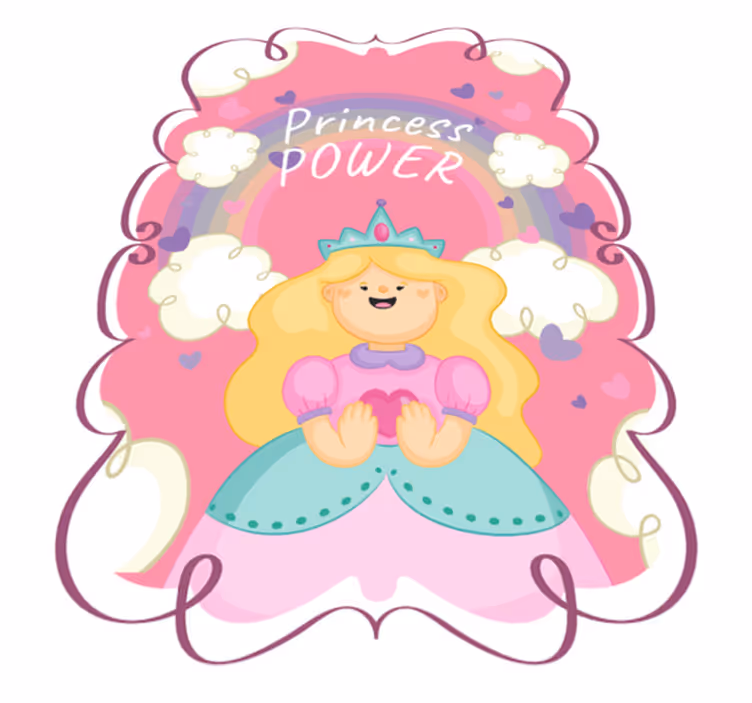 Tapis vinyle enfant arc-en-ciel Princess Power - TenStickers