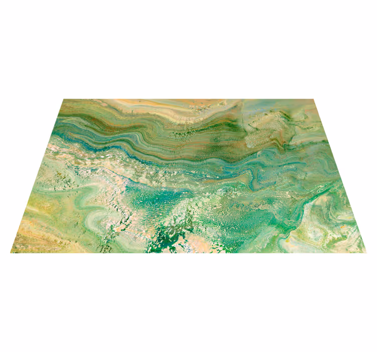Tapis vinyle marbre couleurs vert et crème - TenStickers