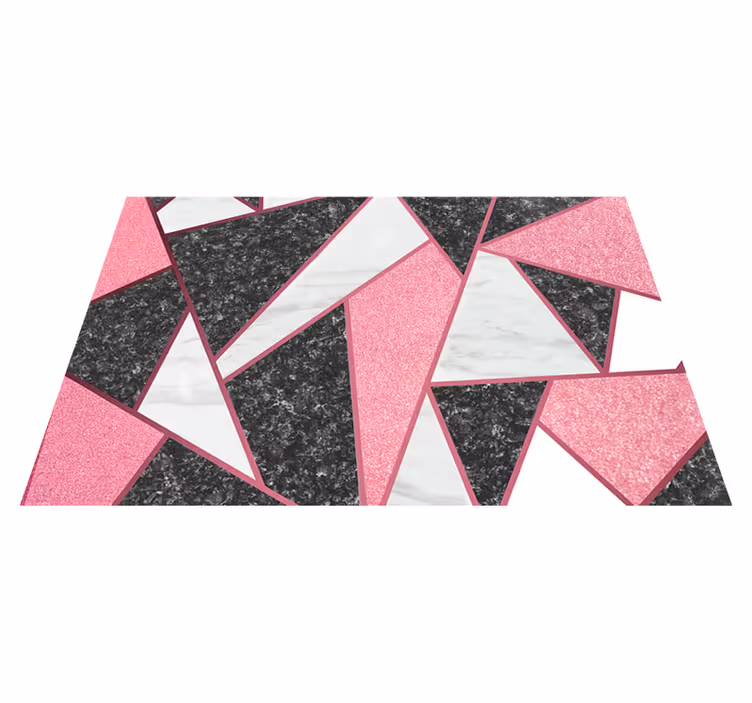 Tapis vinyle marbre formes géométriques roses et grises - TenStickers