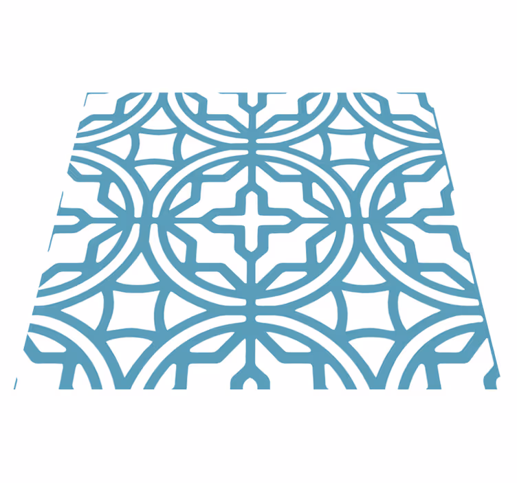 Tapis vinyle bleu motif géométrique turquoise - TenStickers