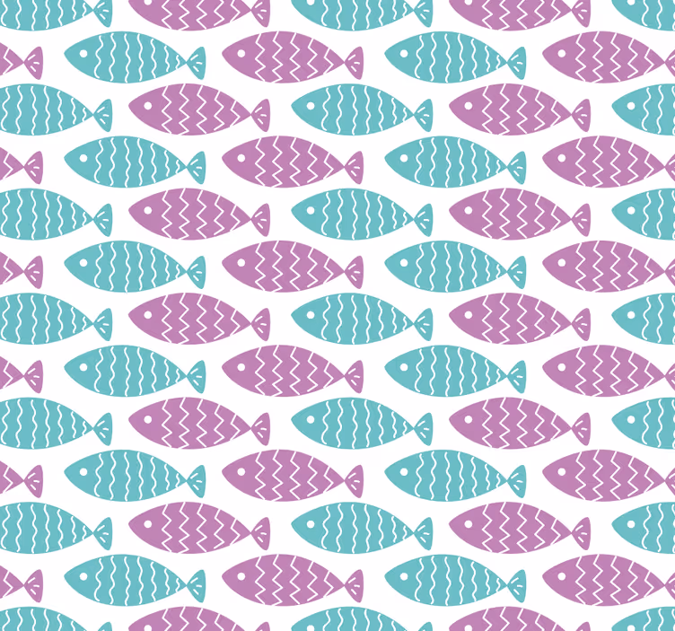 Papier peint chambre bébé motif de poissons géométrique - TenStickers