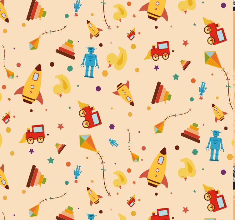 Papier peint chambre bébé fusées de robots ludiques - TenStickers