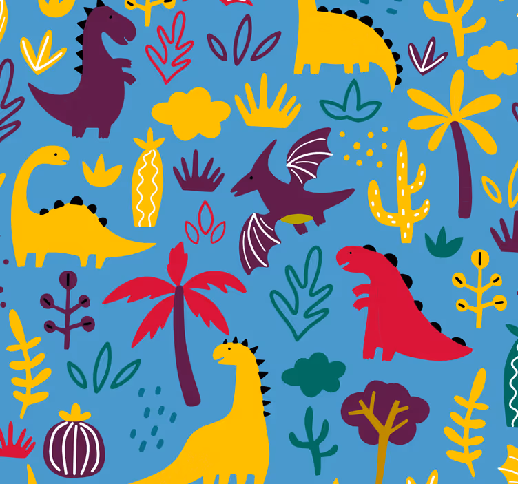 Papier peint animaux faune des dinosaures - TenStickers