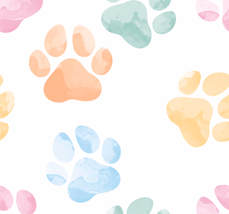 Papier peint chiens empreintes de pattes pastel - TenStickers