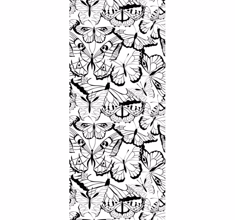 Papier peint papillons élégant motif noir et blanc - TenStickers