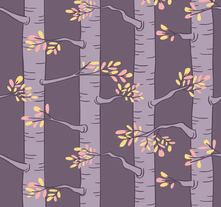 Papier peint arbres motif violet stylisé - TenStickers