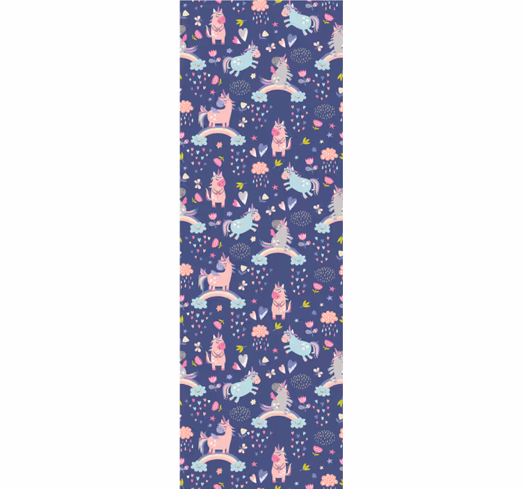 Papier peint chambre enfant motifs de licorne colorés - TenStickers