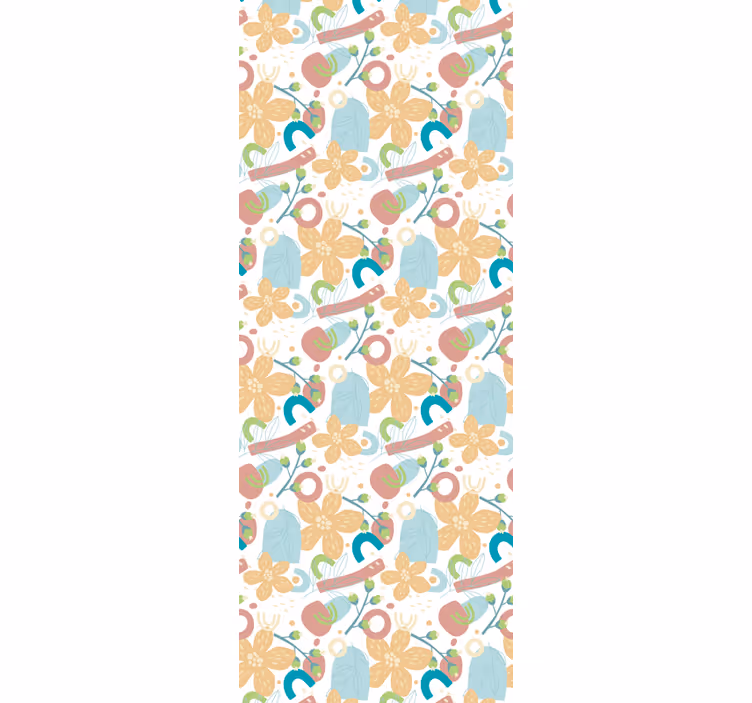 Papier peint abstrait motif floral simple - TenStickers