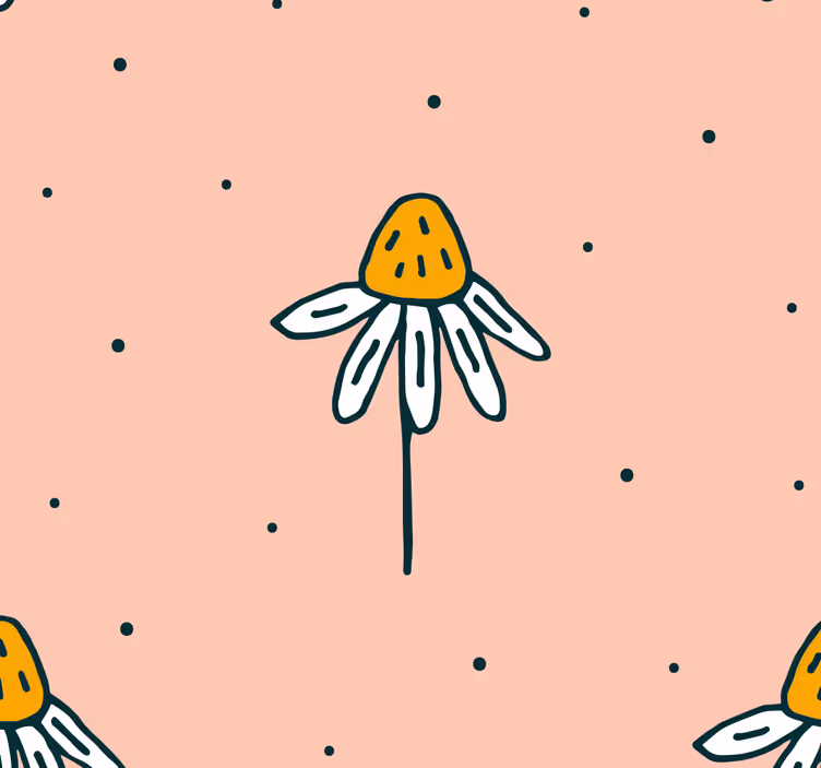 Papier peint chambre bébé motif de marguerites sur fond rose - TenStickers