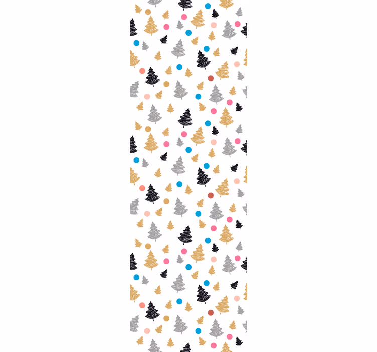 Papier peint arbres motif de pin coloré - TenStickers