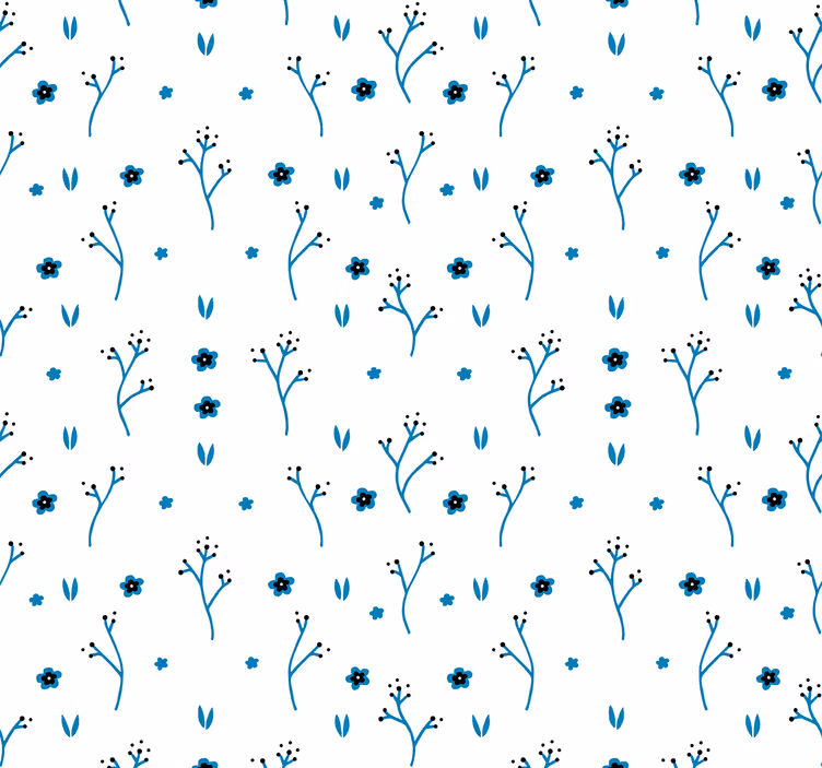 Papier peint floral designs bleus floraux - TenStickers