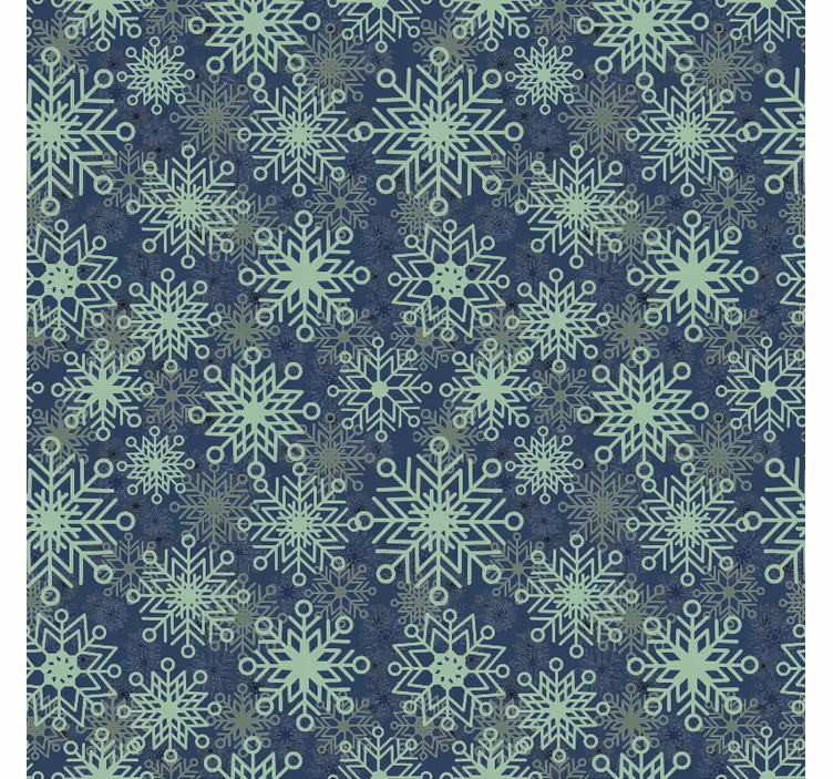 Papier peint Noël décor de flocon de neige bleu - TenStickers